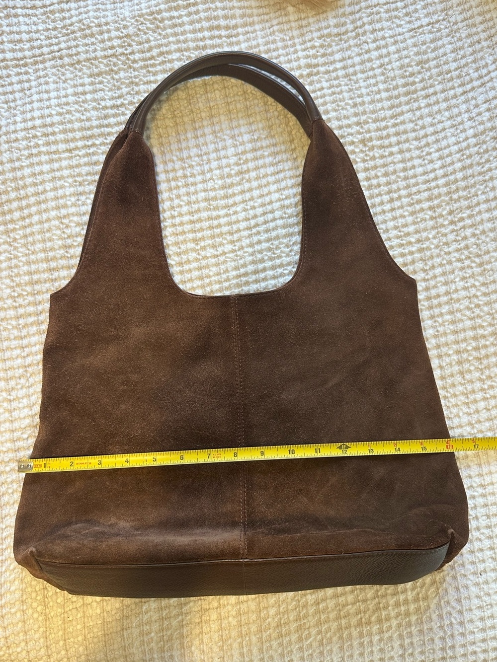 Brown Genuine Suede Tote Shoulder Bag - Picture 9 of 10